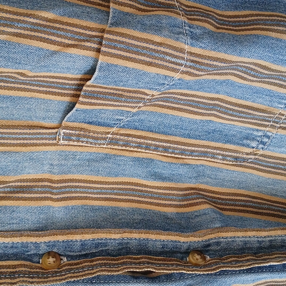 Vintage Basic Editions Denim Striped Button Down … - image 2